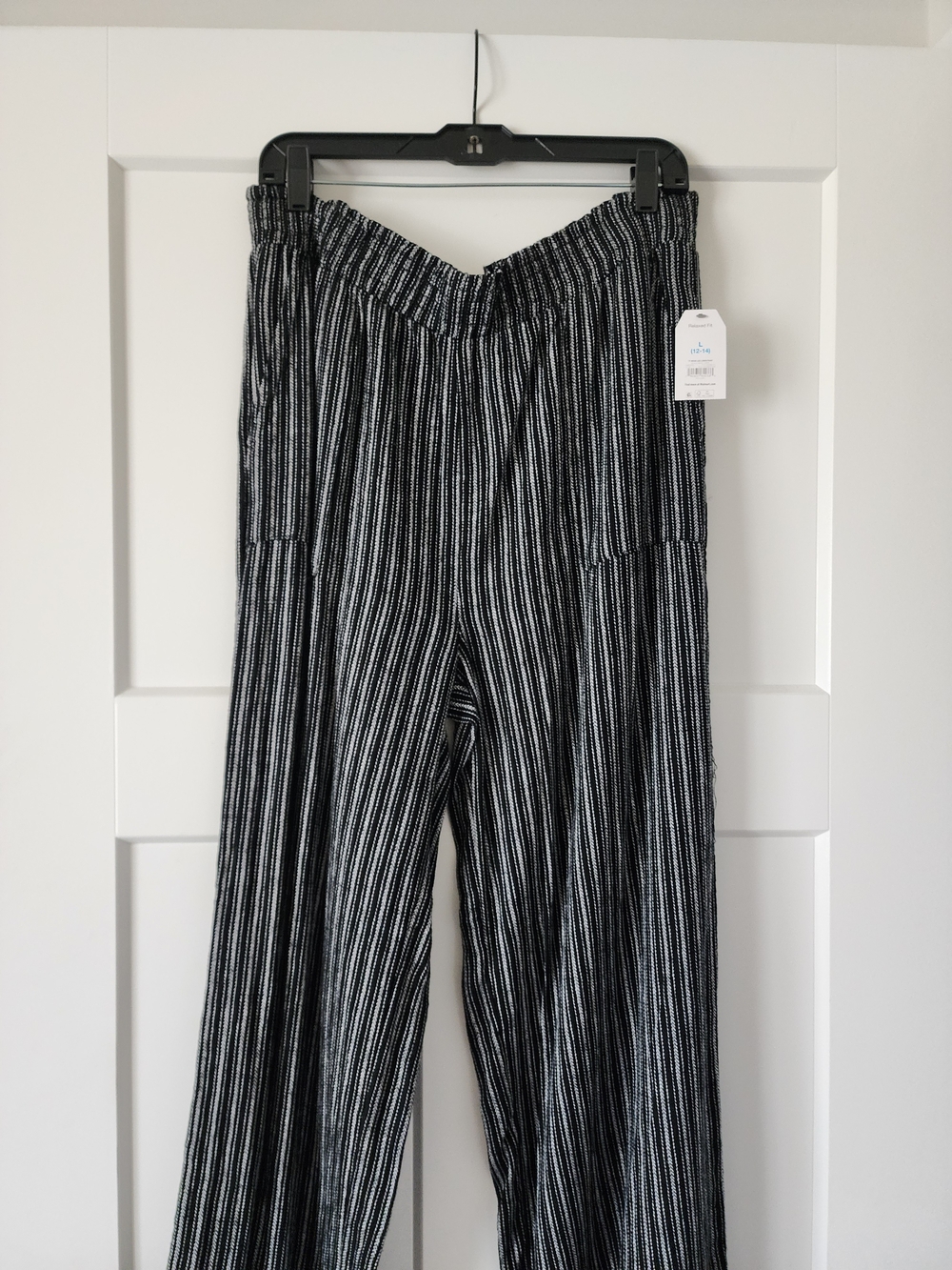 Striped Black & White Wide-Leg Pants